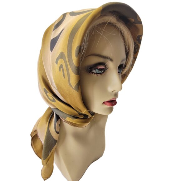 Silk Square Scarf Handpainted Batik Scarf Brown and Black Silk HeadScarf - NEW - Picture 3 of 11